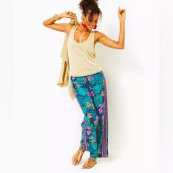 Lilly Pulitzer NWT BAL HARBOUR PALAZZO,  LOW TIDE NAVY LIFE OF THE PARTY PANT S - Picture 9 of 10